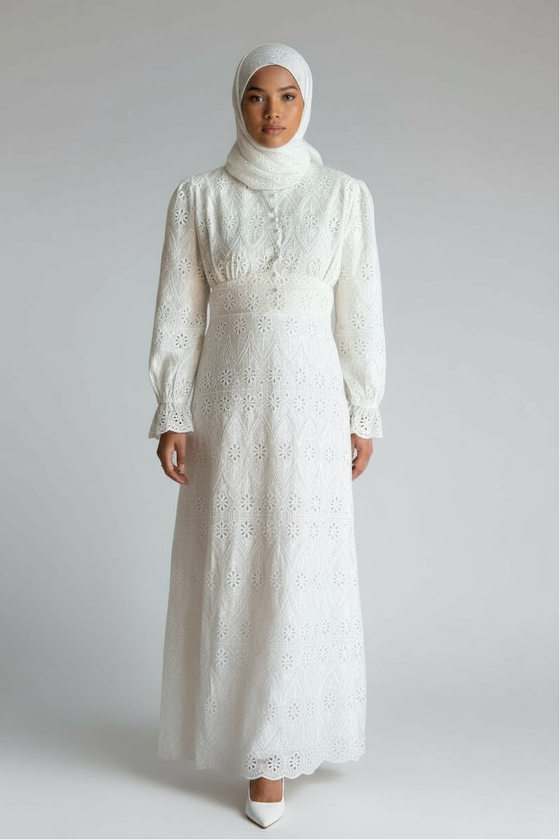 Laily Embroidered Dress - White