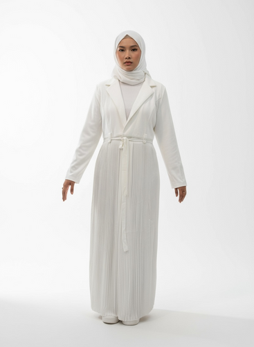 Amber Coat Abaya - White