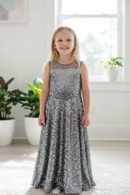 Load image into Gallery viewer, Sequins Girls Frock/Dress - Silver