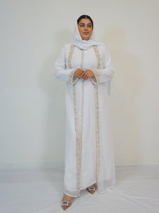 Noor Kaftan/ Takshita set -White and White