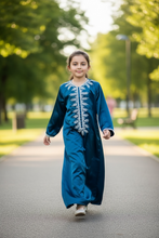Load image into Gallery viewer, Lulu Silk Kids Kaftan - Teal