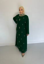 Load image into Gallery viewer, Mena Kaftan Dress - Green and Gold