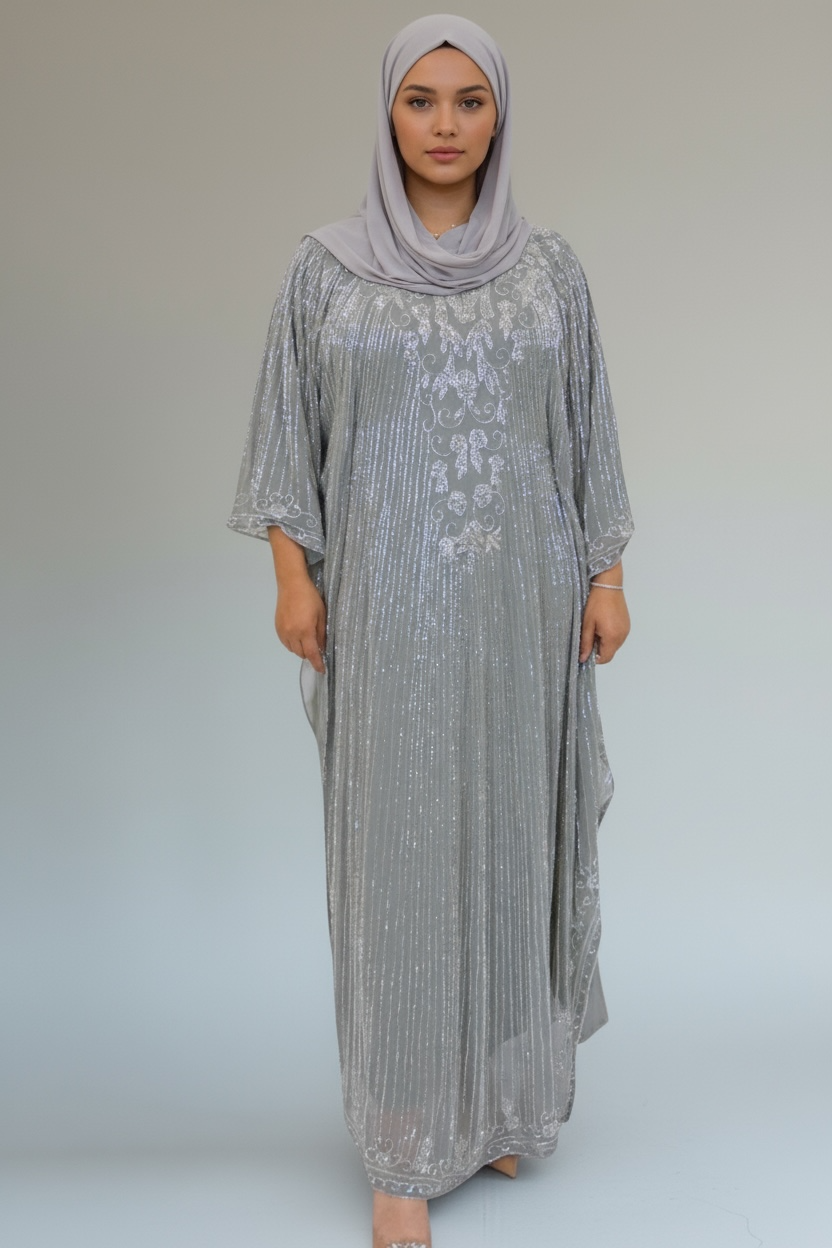 Bella Evening Kaftan -Grey – MOZA Kaftans Australia