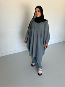 Mila Kaftan Tunic Set - Grey