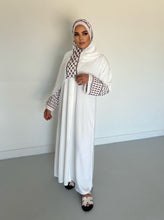 Load image into Gallery viewer, Olive Palestinian Abaya -White and Brown  - U.A.E