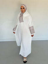 Load image into Gallery viewer, Olive Palestinian Abaya -White and Brown  - U.A.E