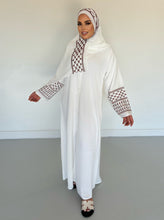 Load image into Gallery viewer, Olive Palestinian Abaya -White and Brown  - U.A.E