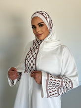 Load image into Gallery viewer, Olive Palestinian Abaya -White and Brown  - U.A.E