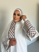 Load image into Gallery viewer, Olive Palestinian Abaya -White and Brown  - U.A.E