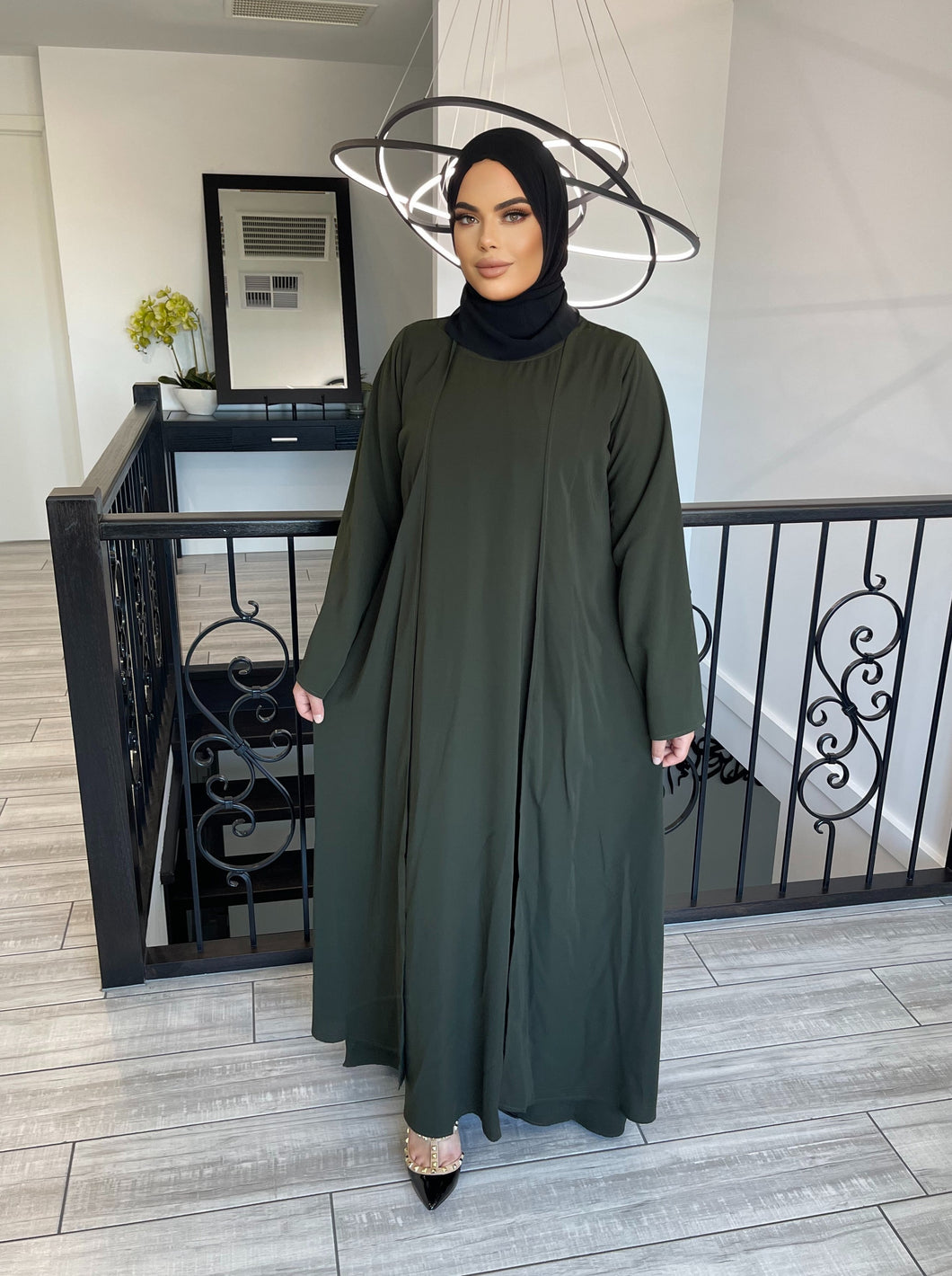 Anaya Abaya Set -Olive