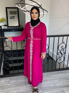 Huda Takshita Dress- Fuschia