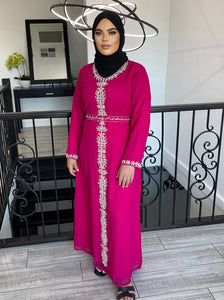 Huda Takshita Dress- Fuschia