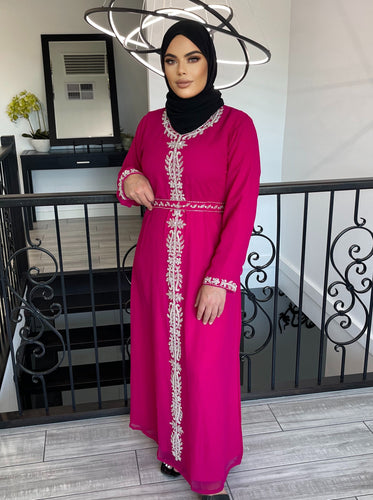 Huda Takshita Dress- Fuschia