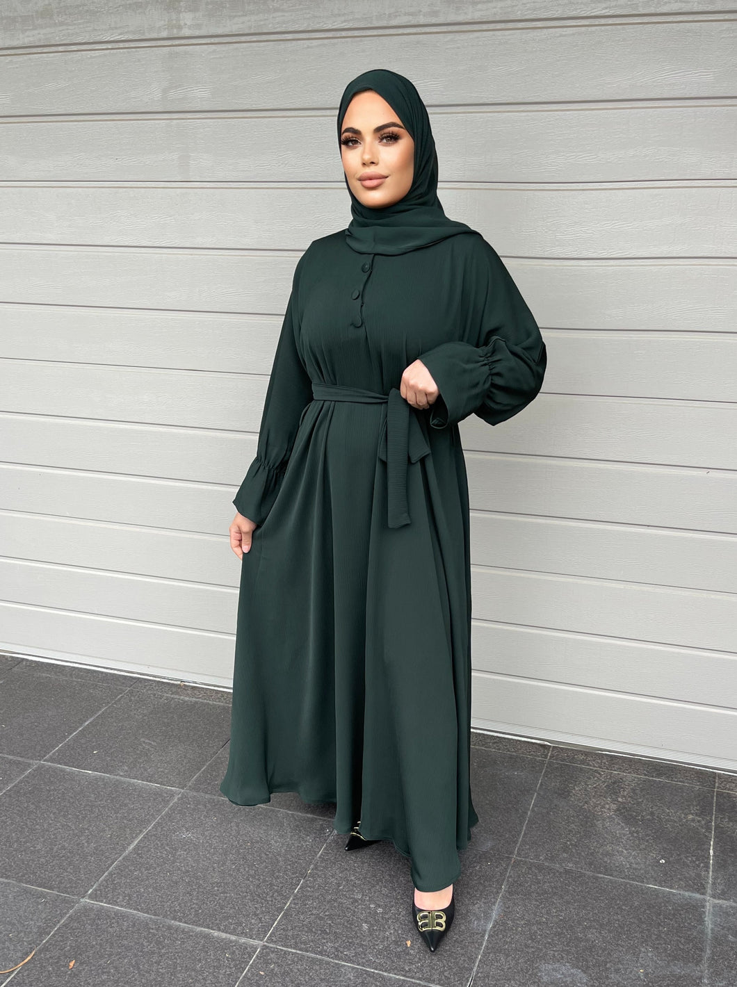 Lara Lux Abaya- Forest Green