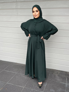 Lara Lux Abaya- Forest Green