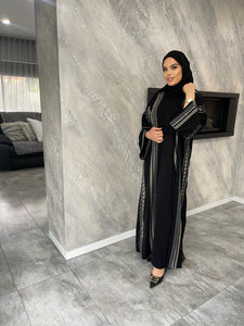 Samia Embroidered Abaya Set- Black