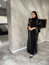 Load image into Gallery viewer, Samia Embroidered Abaya Set- Black