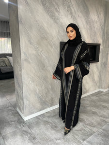 Samia Embroidered Abaya Set- Black