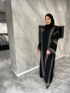 Samia Embroidered Abaya Set- Black