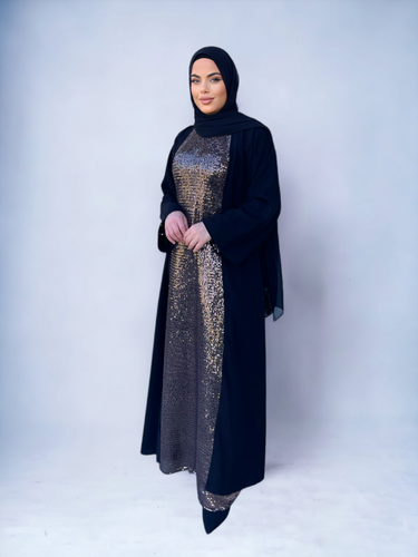Amal Sequin Abaya - Copper on Black