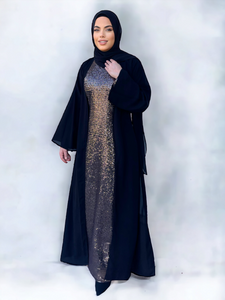 Amal Sequin Abaya - Copper on Black