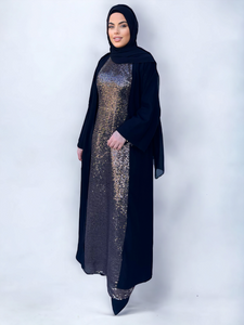 Amal Sequin Abaya - Copper on Black