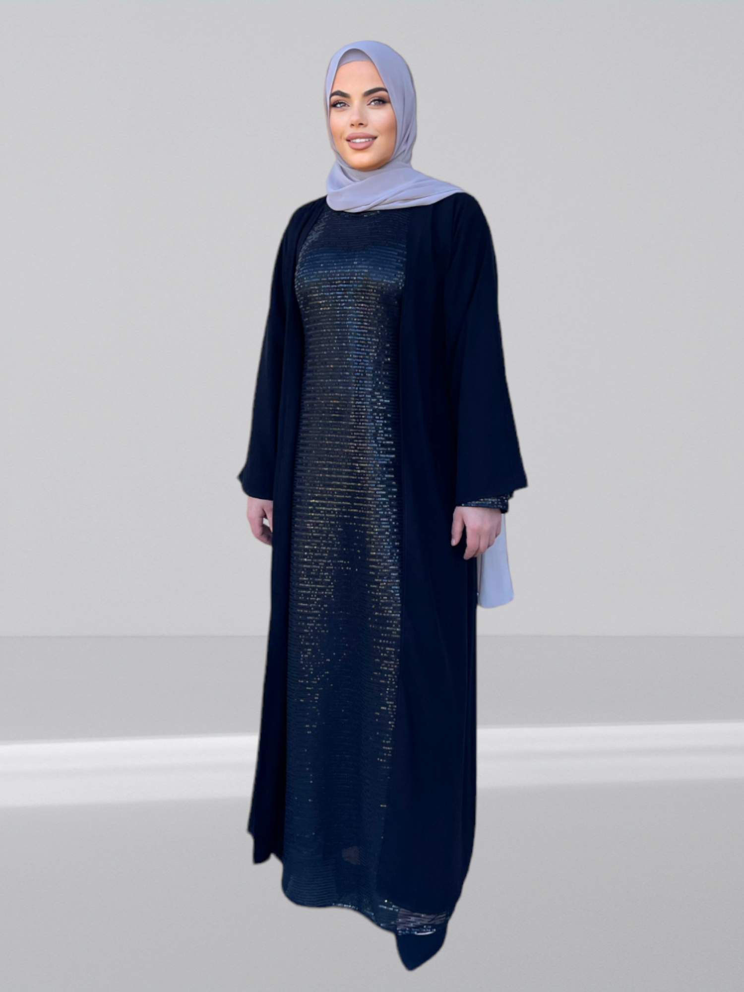 Amal Sequin Abaya Black MOZA Kaftans Australia