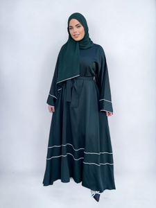 Iris Lux Abaya Dress  - Dark Forest Green