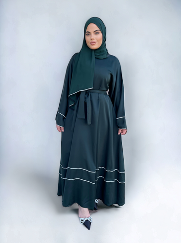 Iris Lux Abaya Dress  - Dark Forest Green