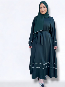 Iris Lux Abaya Dress  - Dark Forest Green