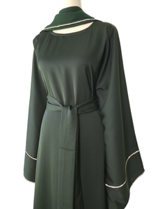 Iris Lux Abaya Dress  - Dark Forest Green