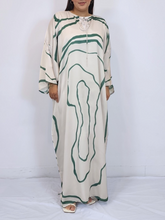 Load image into Gallery viewer, Olivia Printed Kaftan- Off white with Green stripes