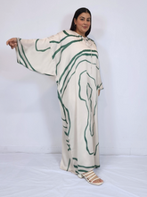 Load image into Gallery viewer, Olivia Printed Kaftan- Off white with Green stripes