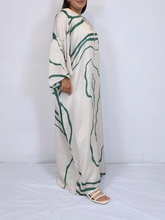 Load image into Gallery viewer, Olivia Printed Kaftan- Off white with Green stripes