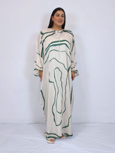 Load image into Gallery viewer, Olivia Printed Kaftan- Off white with Green stripes