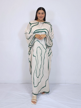 Load image into Gallery viewer, Olivia Printed Kaftan- Off white with Green stripes