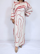 Load image into Gallery viewer, Olivia Printed Kaftan- Off white with Red stripes