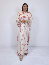 Load image into Gallery viewer, Olivia Printed Kaftan- Off white with Red stripes