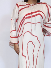 Load image into Gallery viewer, Olivia Printed Kaftan- Off white with Red stripes