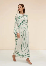 Load image into Gallery viewer, Olivia Printed Kaftan- Off white with Green stripes