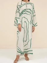 Load image into Gallery viewer, Olivia Printed Kaftan- Off white with Green stripes