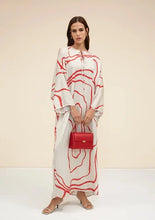 Load image into Gallery viewer, Olivia Printed Kaftan- Off white with Red stripes