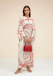 Olivia Printed Kaftan- Off white with Red stripes