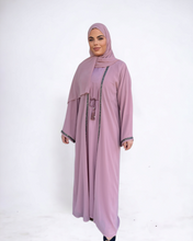 Load image into Gallery viewer, Diamante&#39;  Lux Abaya Set - Dusty Pink (3 piece Set)