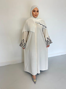 Eden Embroidered-U.A.E Abaya- Stone