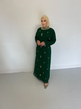 Load image into Gallery viewer, Mena Kaftan Dress - Green and Gold