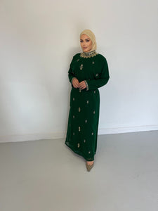 Mena Kaftan Dress - Green and Gold