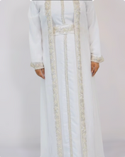 Load image into Gallery viewer, Noor Kaftan/ Takshita set -White and White