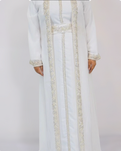 Noor Kaftan/ Takshita set -White and White