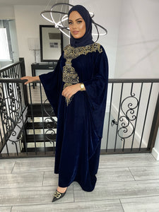 Esra Velvet Kaftan -Navy